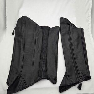 Half Chaps / Leather Gaiters | Motorcycle Riding Gear | Black L/XL